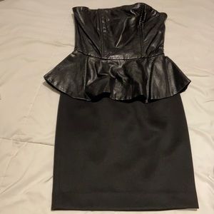 Cute stretchy faux leather peplum dress - H&M size 2